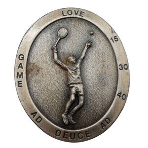 Tennis Belt Buckle Vintage 1977 Pro Racket Serve Player Ball Shoes Sports